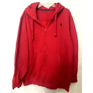 U.S. Polo Assn. Sudadera con capucha cremallera completa para hombre talla XXL roja 2 bolsillos azul pony - Imagen 1 de 8