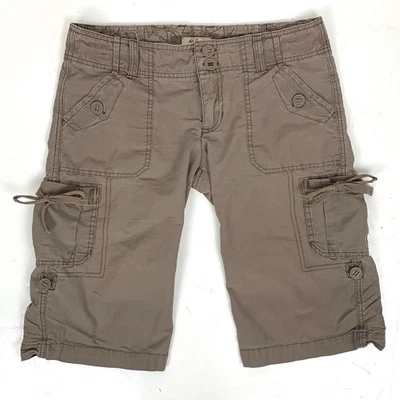 Y2K Hollister JR Women M Low Rise Cargo Shorts Brown Lightweight Long - Image 1 of 4