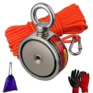 Double Sides Fishing Magnet Kit with 66Ft Rope Find Treasure in the River - Picture 1 of 51