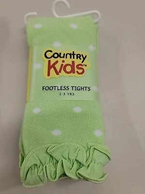 Country Kids Organic Cotton Footless Tights Green w/White Dot Size 1-3 Years - Image 1 of 4