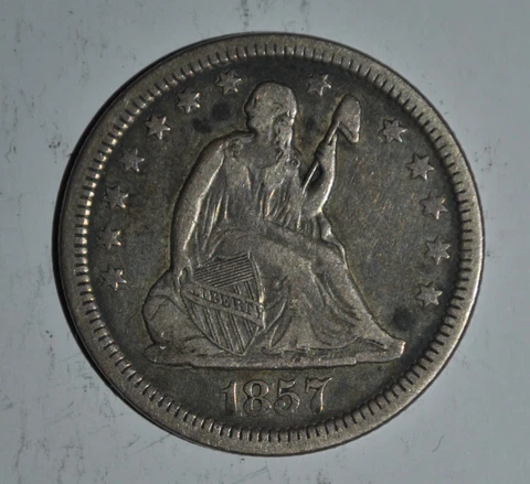 1857 Seated Liberty Silver 25c Quarter Dollar {{{{4630 Cover
