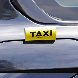 Vinyl Fake Taxi Tag Car Sticker Yellow Outside Auto Decal Vehicle Window Deco$e - Picture 1 of 9