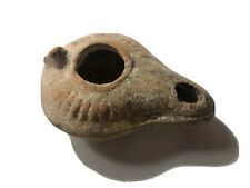 Ancient Decorated Roman Pottery Oil Lamp