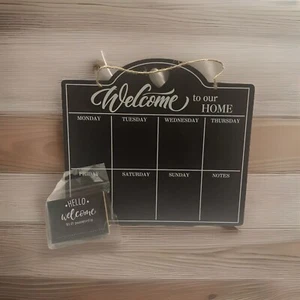 Chalkboard Welcome To Our Home Kitchen Hanging Wi-Fi Password Magnet Schedule - Picture 1 of 6