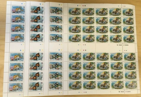 FULL SHEETS Tuvalu 1989 SC 524-7 - Marine Life - 4 Sheets of 40 - MNH Cover
