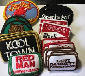 Vintage Lot Of 40 Chewing Tobacco Cigarettes Logo Patch Big Red Man Kodiak Bear - Picture 1 of 5
