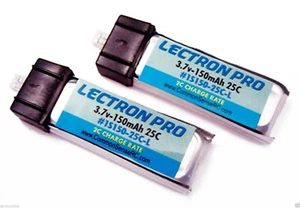 New Lectron Pro 3.7 volt 150mAh 25C Lipo Battery 2-Pack Blade mCX mSR 1S150-25-L - Picture 1 of 1