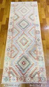 De colección Antiguo Nómada Afgano Genuino Hecho a Mano Tribal Lana Kilim Runner 75x199 cm - Imagen 1 de 8