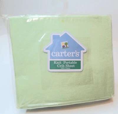 TOTALMENTE NUEVO Sábana Ajustable Carters Tejida Portátil para Cuna en Verde Salvia 100% Algodón Foto 1 de 2