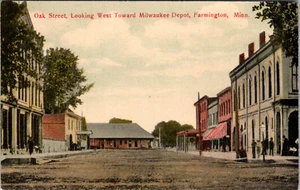 FARMINGTON, MINNESOTA - ROBLE CALLE MIRANDO AL OESTE - POSTAL ANTIGUA - Imagen 1 de 2