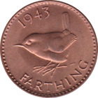 1943 Uncirculated Farthing George VI Predecimal Coin 