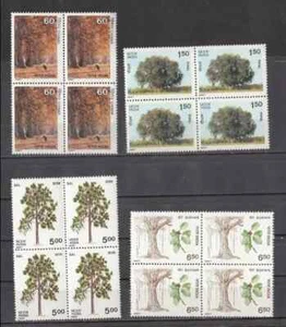 India 1987 Trees Chinar Sal Pipal Banyan Tree Nature stamps set 4v Blk/4 MNH - Picture 1 of 2