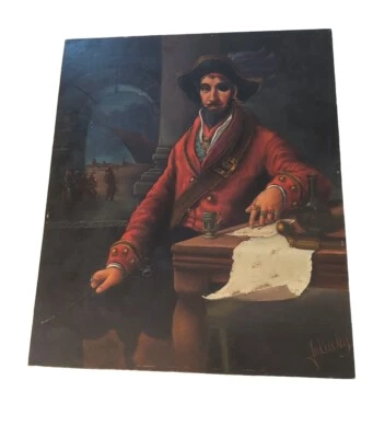 Vintage Grande Original Óleo Sobre Masonita "Le Roue" Firmado Foto 1 de 4