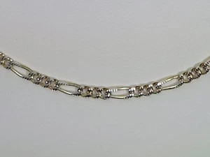 "FIGARO CHAIN" FANCY DIAMOND CUT 14 KT YELLOW & RHODIUM (3 mm)(18") (Italy)- - Picture 1 of 5