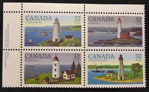 *Kengo* Sello de Canadá #1032-1035 PLACA DE INSCRIPCIÓN BLOQUE MNH Faros @419 - Imagen 1 de 2