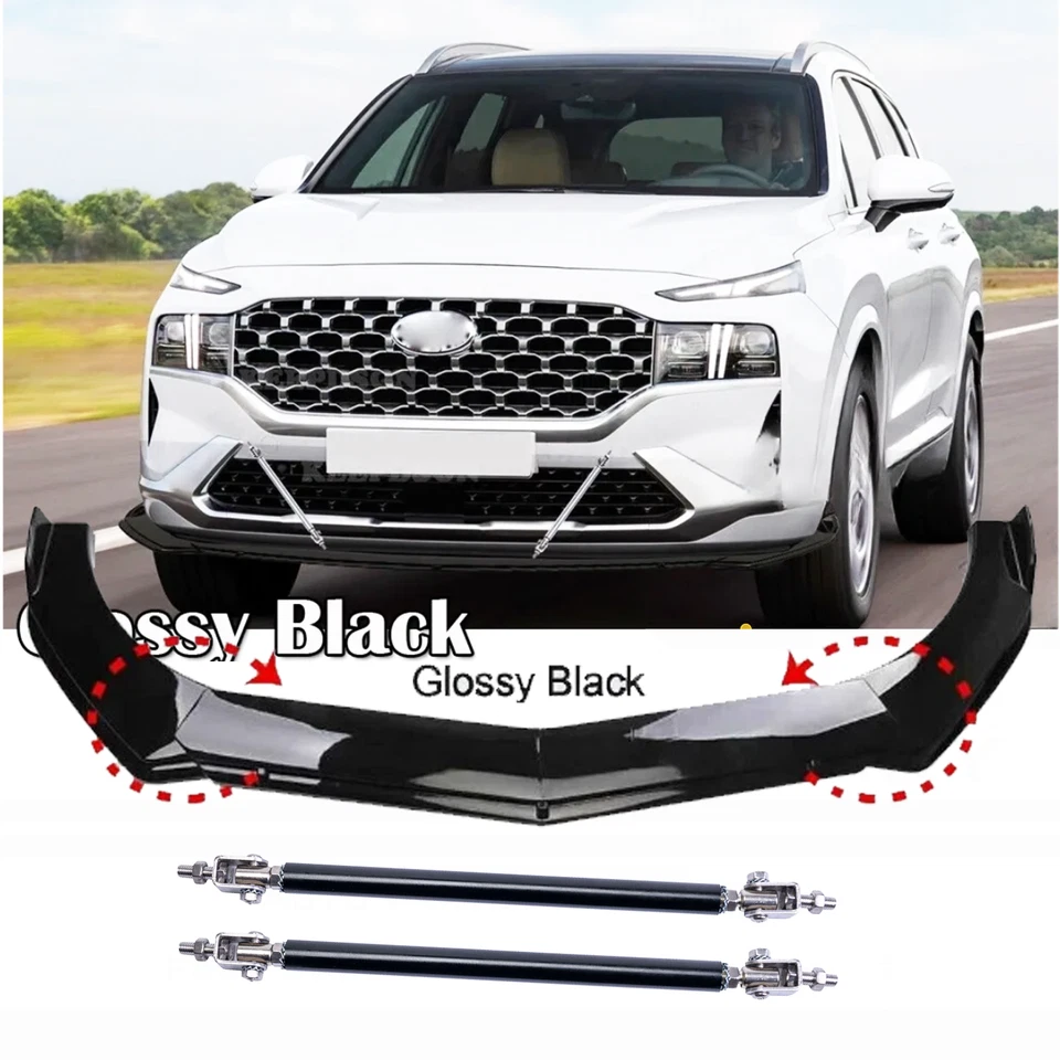 For Hyundai Santa Fe Veloster Front Bumper Lip Spoiler Splitter Body Kit Strut Foto 1 de 4