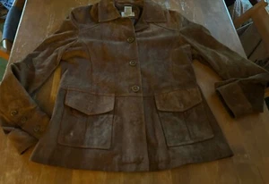 De Colección LL Bean Marrón Gamuza Cuero Camisa Chaqueta Cuello Abotonado Mundials TALLA MED - Imagen 1 de 5