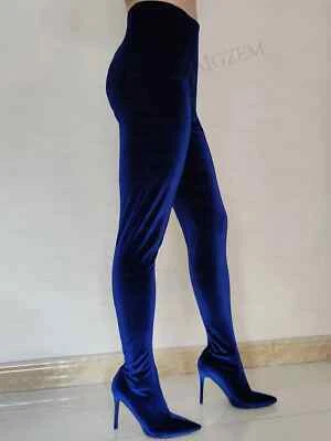 Mujer Pantalones Con Botas Stiletto Tacones Altos Tirar Elástico Terciopelo Zapatos Mujer Foto 1 de 4