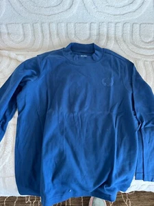 Blair Women's Turtle Mock Neck Long Sleeve Embroidered Crest Blue1x - Picture 1 of 4