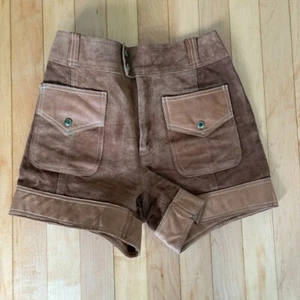 Zig Zag San Fransisco Vintage Suede Leather Shorts Women's 7-8 Western Wear 70s - Picture 1 of 13