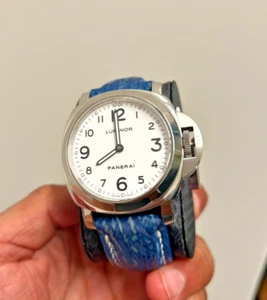 Panerai Luminor Base PAM00114 Steel White Dial 44mm PAM114 DANGEROUS9 Strap - Picture 1 of 11