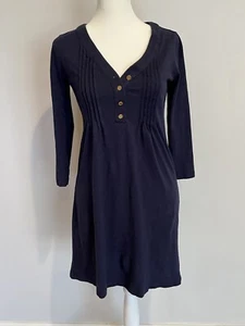 Lilly Pulitzer Dress XXS Amberly T-shirt Navy Blue Gold Button Pintuck Mini - Picture 1 of 7