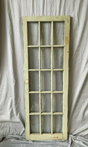 Antique 15 Lite Casement 19x53 Cupboard Window Cabinet Pantry Shabby Vtg 75-20B Cover