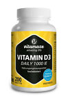 (259,40€/kg) Vitamin D3 1.000 IE Daily hochdosiert, 200 vegetarische Tablette