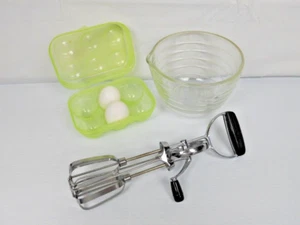 Vtg EKCO Best Egg Beater Hand Held Crank Mixer Stainless Steel Black Handle USA - Picture 1 of 14