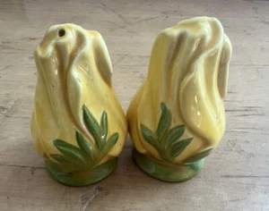 Franciscan Poppy Poppies Salt & Pepper Shaker Set Yellow Green Vintage - Picture 1 of 6