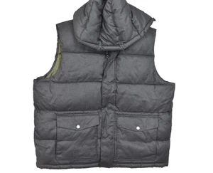 Old Navy Men's Puffer Vest XXL Black/Grey Quilted Hooded Winter Vest NEW - Picture 1 of 8