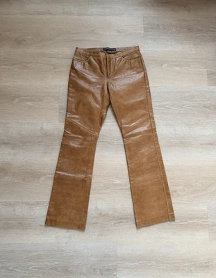 RARE Vintage Y2K GAP 100% Leather Pants Bootcut- Size 4 - Camel Honey Tan Brown - Image 1 of 4