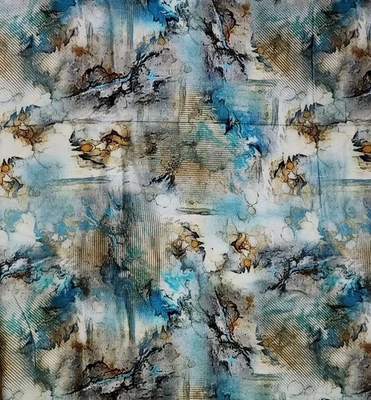 Wool Blend Floral Printed Thick Winter Spun Soft Fabric 45”W Sold BTY Blue - Image 1 of 4