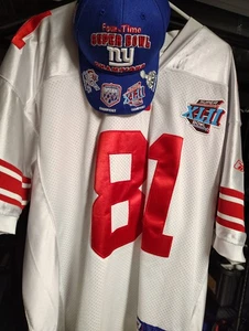 New York Giants Super Bowl NFL XLII Reebok Jersey Mens XXL (81) + Four Time Hat - Picture 1 of 2