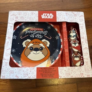 Disney Star Wars Christmas Blue Milk and Cookies Set Featuring The Ewok - Picture 1 of 6