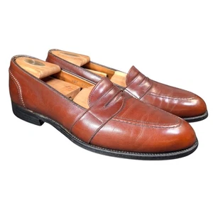 Alden 682 Brown Calfskin Leather Full Strap Penny Loafer Dress Shoes Size 10.5 - Picture 1 of 13
