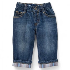 Gymboree Pumpkin Patch Fall Blue Plaid Roll Cuff Jeans Cozy Critters 12-18 Month - Picture 1 of 4