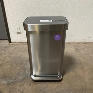 simplehuman 45 L Rectangular Step Trash Can CW2080 Brushed Stainless Steel - Picture 1 of 7