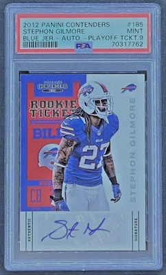 2012 Panini Contenders 185 Stephon Gilmore Rookie Ticket Blue Jer RC Auto PSA 9 - Image 1 of 2