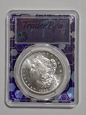 1880-S $1 MS64 -  Morgan Silver Dollar Coin - PCGS Trader Bea Holder - Image 1 of 4