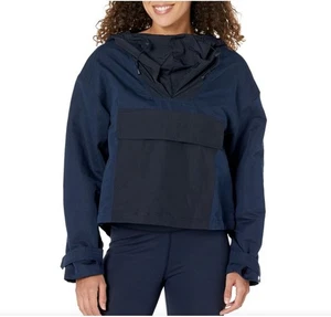 BNWT SWEATY BETTY Nomad Pullover Cropped Jacket Navy Linen Blend XS RRP140 - Picture 1 of 8