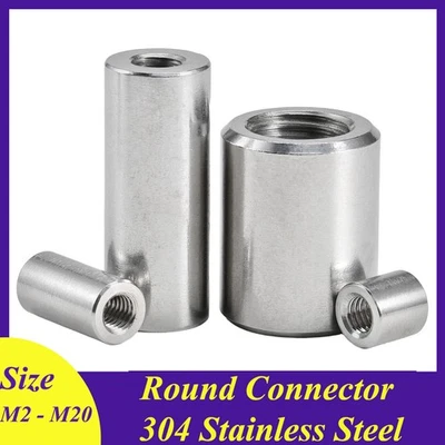Tuercas de conexión de varilla roscada barra de rosca conector redondo 304 acero inoxidable Foto 1 de 4