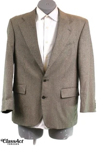 Chaps Ralph Lauren Blazer Mens Silk Blend Houndstooth Suit Jacket Sport Coat 42R - Picture 1 of 8
