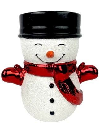 New Joyful GLITTER SNOWMAN 3-Wick Candle Holder Christmas Bath & Body Works - Image 1 of 4