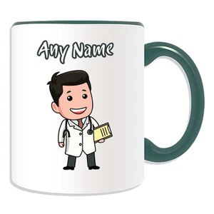 Personalised Gift Male Doctor Mug Money Box Cup Black Hair Stethoscope GP Staff - Picture 1 of 20