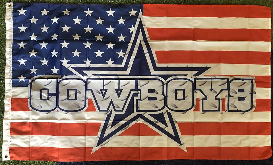 CUSTOM FLAGS IN TEXAS Dallas Cowboys Football Team Logo American Flag 3x5- W/ Grommets BLUE STAR RARE