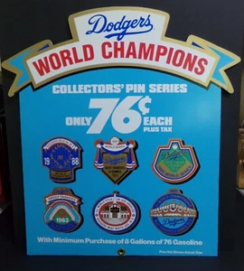 Letrero Unocal 76 Dodgers Collectors Pins Petroliana 1955 1959 1963 1965 1981 1988 - Imagen 1 de 3