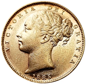 1885-M Queen Victoria Shield Reverse Sovereign - LUSTRE - Picture 1 of 2