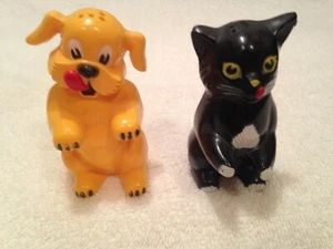 Vintage 1950s Dog Cat Salt & Pepper Shakers, Mid Century, F & F, Ken-L-Ration - Picture 1 of 8
