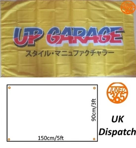 Bandiera garage UP 3x5ft UK Mancave modificata Osaka Skyline R34 JDM Vtec EK EG - Foto 1 di 3